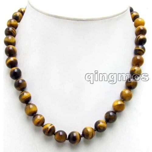 Big 10mm AA Round yellow High Quality natural tigers-eye 17'' Necklace-nec6025 Wholesale/retail Free shipping