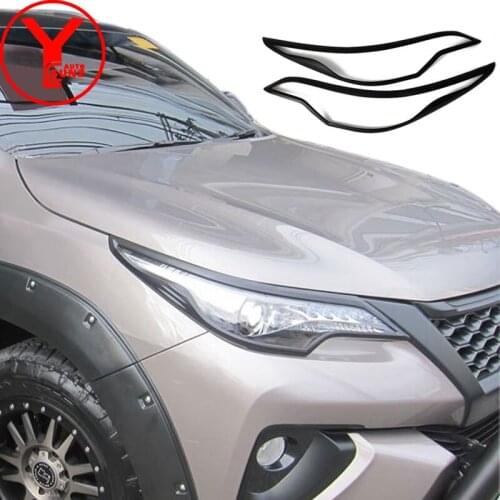 Black head light cover basic for toyota hilux fortuner sw4 2016 2017 2018 2019 ABS car styling exterior parts accessories YCSUNZ