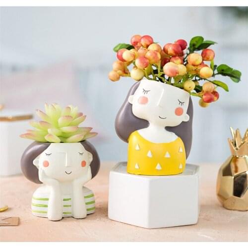 Flower Girl Plants vase European Style Succulent Plants Planter Pot Mini Bonsai Cactus Flower Pot Home Decor Craft