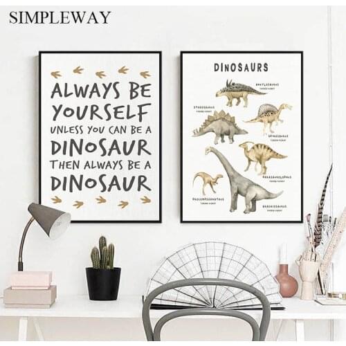 Child Poster Dinosaurs Chart Painting Nursery Quotes Canvas Wall Art Print Animal Education Picture Baby Kid Boy Room Decoration