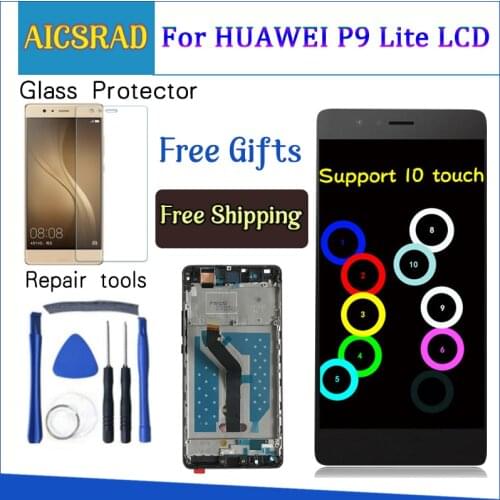 For Huawei P9 Lite VNS-L21 VNS-L22 VNS-L23 VNS-L31 VNS-L53 LCD Display + Touch screen Digitizer Assembly Replacement With Frame