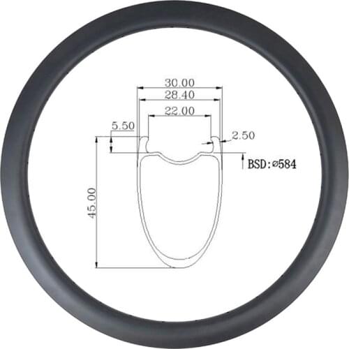 Gravel carbon rim Tubeless 650B 45mm deep 30mm width road disc brake bike rim cyclocross bicycle rim Clincher no brake track