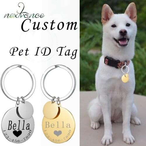Nextvance Gold Pet ID Tag Custom Engraving Personalized Dog Collar Anti-lost Pet Name Pendant Necklace Collar Puppy Accessory