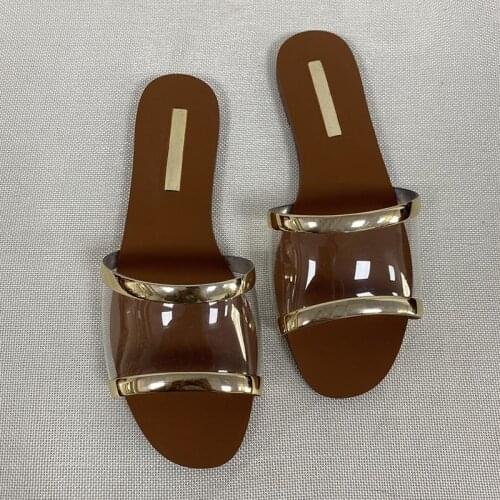 Summer New Womens Shoes Outdoor Women Sandals Flat-bottomed Comfortable Beach Shoes Fashion Transparent Sandals Female Slides
