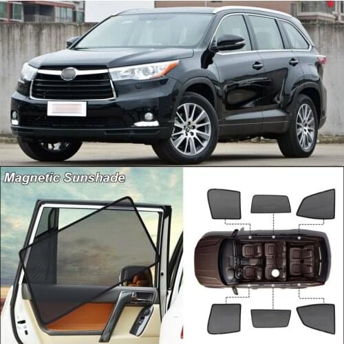 Car Side Windows Magnetic Sun Shade UV Protection Ray Blocking Mesh Visor For Toyota Highlander 2008-2014 Curtain Accessories