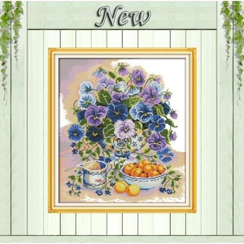 Flowers and fruit home decor painting counted print on canvas DMC 11CT 14CT kits DIY cross-stitching embroidery needlework Sets
