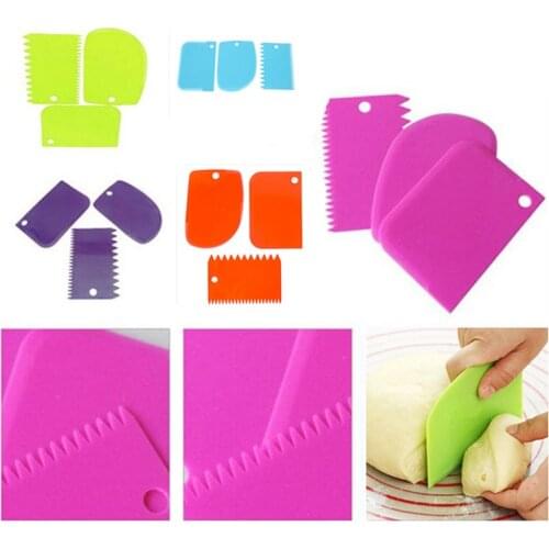 3pcs set Food Grade Multifunctional Teeth Edge DIY Cream Scraper Set Smooth Cake Decorating Baking Pastry Kitchen Tools