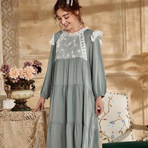 Nightgown Women Cotton Sleepwear Romantic Nightdress Muslim Nightgown