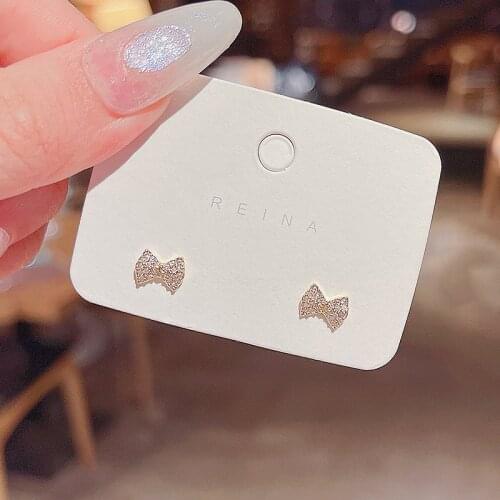2021 New Copper Zircon Bowknot Earrings for Women Mini Simplicity Trendy Elegant Stud Earrings Female Delicate Jewelry Ear Studs