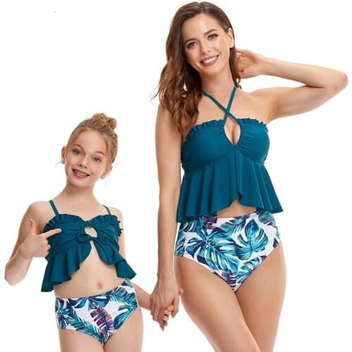 2021 New Sexy Parent-child Swimsuit Matching Family Mother Daughter Bikini Summer Girls Beach Swimwear Beachwear Swimming Suit