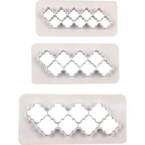 New 3PCS Cake Chocolate Diamond Mold Lace Grid Shaped Plastic Printing Biscuits Cookies Cutter Embosser Fondant Decoration Tools