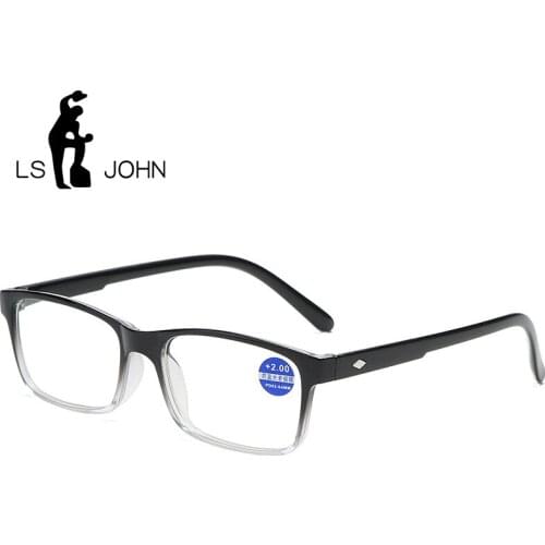 LS JOHN Full Frame Progressive Reading Glasses Women Men UltraLight Anti Blue Ray Lens Presbyopia Eyewear For Reader +1.0to+4.0