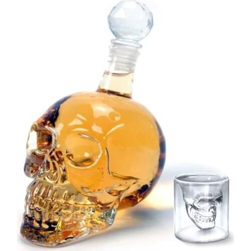 Skull Glass Whisky Vodka Wine Crystal Bottle Spirits Cups Transparent Wine Drinking Cups Bar Home 125ML 350ML 550ML 1000ML