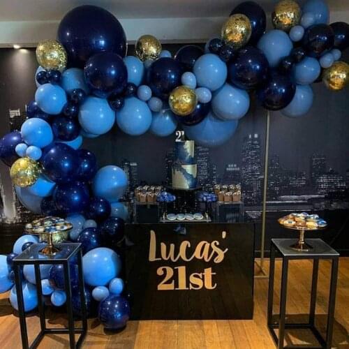 Light Navy Blue Silver Gold Confetti Balloons Garland Arch Baby Shower Wedding Birthday Party Anniversary Decorative Supplies