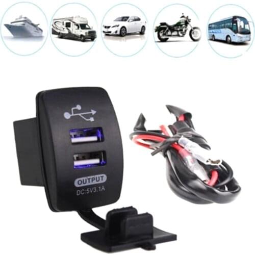 Universal Waterproof Car Motorcycle Dual USB Charger Power Outlet Socket Adapter