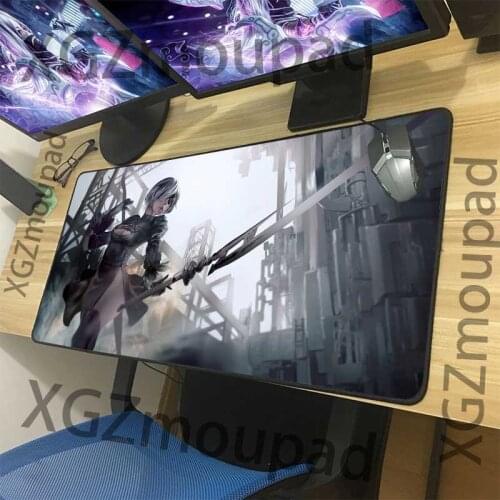 XGZ Anime NieR: Automata Custom Large Mouse Pad Black Lock Edge Family Computer Personality Table Mat Speed Rubber Non-slip Xxl