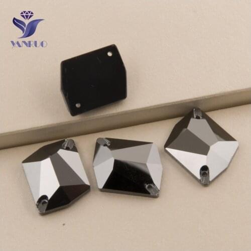 YANRUO 3265 All Sizes HEM Cosmic Black Base Strass Sew On Crystal Rhinestone Flatback Glass Gems For Craft