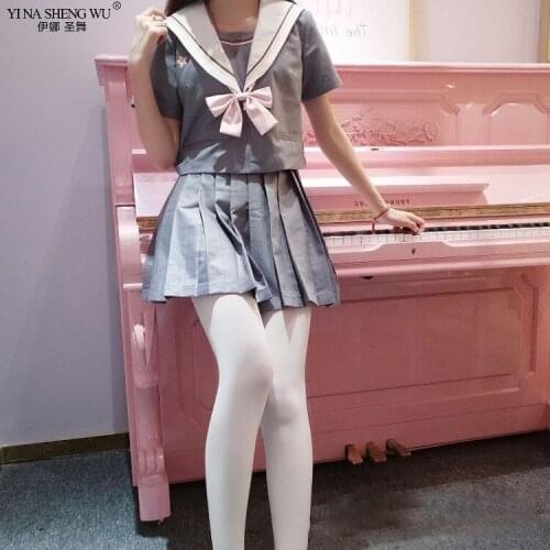 Japanese School JK Uniform for Girls Sailor Suits Korean Uniforms Sweet Student Cosplay Costumes Sakura Embroidered Top Set
