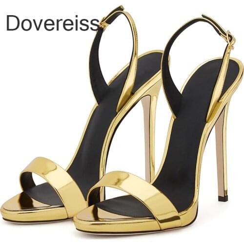 Summer Women New Fashion Sexy Clear Heels Pure Color Silver Gold Party Shoes Buckle Narrow Band Stilettos Heels Sandals 44 45