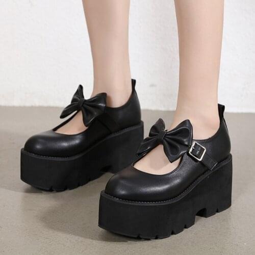 Sweet Bowknot Shallow Mouth Ladies Single Shoes Spring And Summer New Fashion Trend Platform Small Leather Shoes