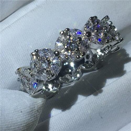 Vintage Promise Wedding Ring real 100% 925 sterling Silver Engagement Band Diamond Rings For Women Finger Jewelry