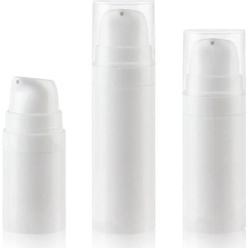10pc White Plastic Pump Bottle Vacuum Travel Bottling Container Lightproof Airless Pump Bottle Lotion 5ml 10ml 15ml Portable