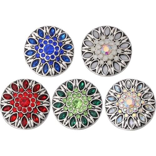 10pcs/lot Snap Jewelry Metal Snap Button fit 18mm Snap Bracelets Flower Button Necklace Valentines Day Gift For Women