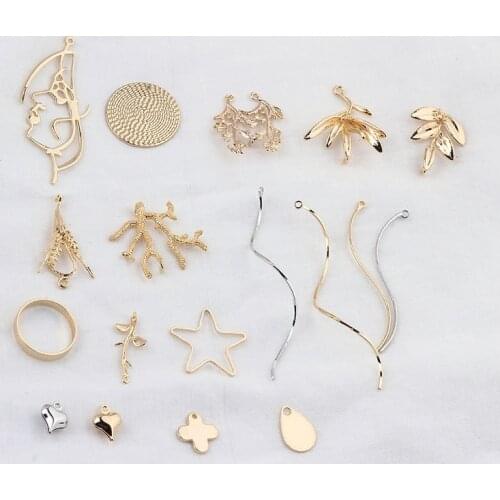 10pcs New Design Copper Plating Personality Pendant Face Leaves Antlers Vintage Earrings For Women Diy Ear Jewelry Accessories