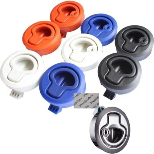 2Pcs ABS Plastic Zinc Alloy Recessed Flush Lock Point Hatch Latch Ring Pull Cabinet Furniture Cupboard Trailer RV Ambulance Car