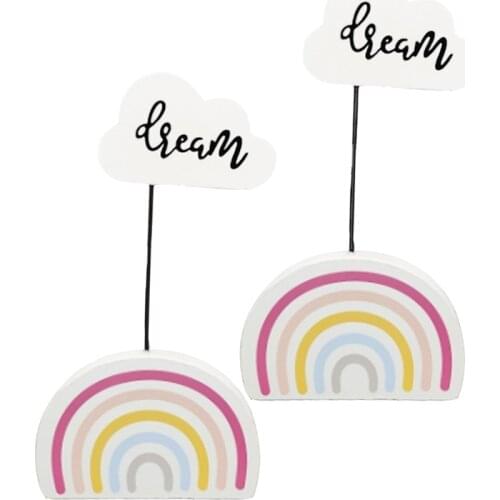 2 Pcs Rainbow Cute Message Folders Card Holder Photo Clip Woody Notes Folder Wedding Students Home Decoration