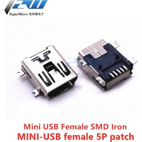 （20pcs/lot）Mini USB 5pin 4ft Female Plug Connector for Mobile Charger Plug