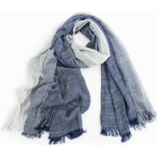 2019 Wholesale Brand Winter Scarf Men Warm Soft Tassel Bufandas Cachecol Gray Plaid Woven Wrinkled Cotton Men Scarves