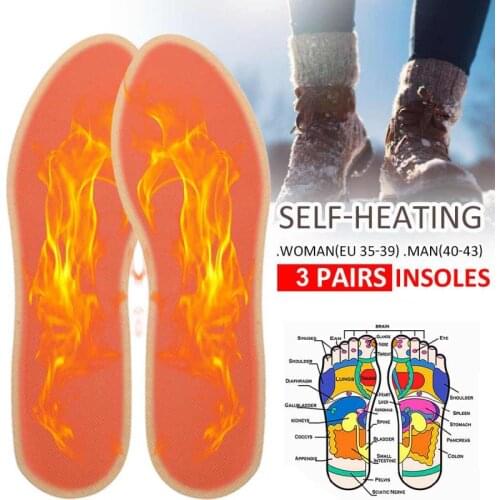 3 Pairs Self-Heating Insoles Unisex Winter Keep Warm Shoe Insert Paste Pads Outdoor Winter Self Heating Therapy Persistent 10H
