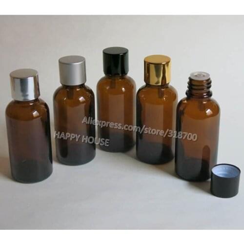 360pcs/lot Amber 30ml Boston Round Glass Bottles with Aluminum Cap,1oz Brwon Glass Container