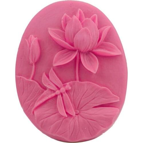 3D Lotus Dragonfly Silicone Mold DIY Soap Clay Candle Making Cake Fondant Baking