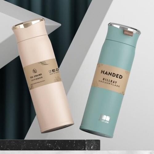 450ml Lovers Vacuum Flask with Tea Filter Thermos Water Bottle Insulated Cup Coffee Mug 304 Stainless Steel Tumblers Home Office