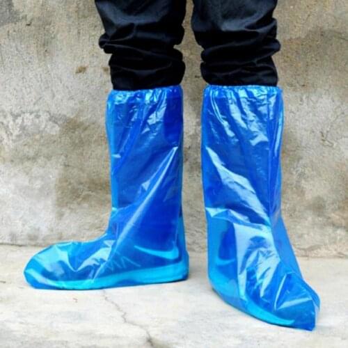 5 Pair Waterproof Disposable Plastic Anti-skid Protector Shoe Covers Long Thickened Boots Cover Household Dust-proof Overshoes