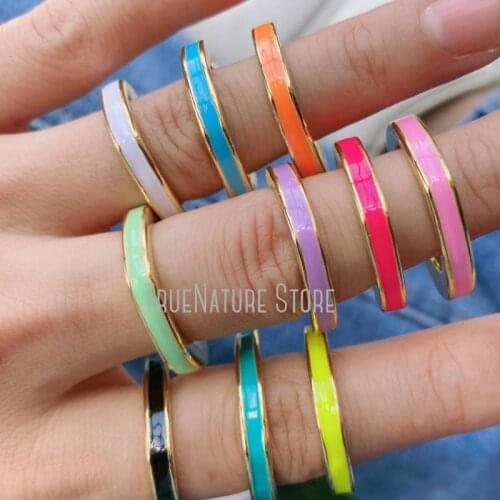 5Pcs RM39063 Copper Womens Jewelry Ladies Adjustable Ladies Jewelry For Her Rings For Women Enamel Hoop Shaped Colors Ring