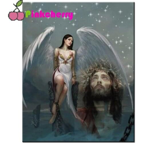 5D Diamond Embroidery Religion Jesus Wings Angel Full Drill Picture Of Rhinestone Diy Diamond Painting Mosaic Decor k744