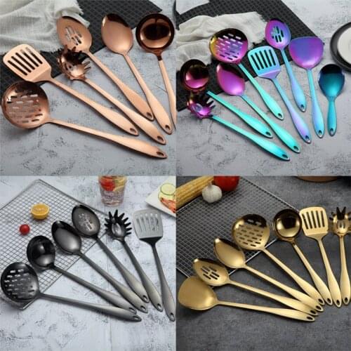 8 Style Cooking Tools Available Titanium Plating Kitchenware Stainless Steel Fittings Cooking Shovel Spoon Utensils
