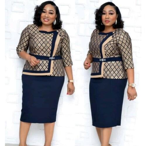 HGTE African Dresses For Women Dashiki Bazin Riche African Ladies Clothing Autumn Office Dress Aale Bodycon Elegant Midi Vestid