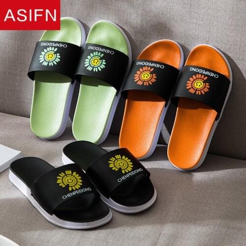ASIFN Womens Slippers Smile Cartoon Slides Sun Flowers Cute Non Slip Summer Flip Flops Zapatos De Mujer Shoes Woman