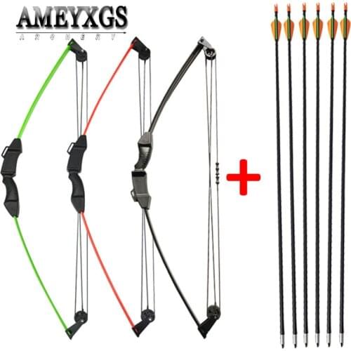 12lbs Archery Children Compound Bow Set with Fiberglass Arrows Youth Junior Practice Training Bow Shooting Game Gift for Kids