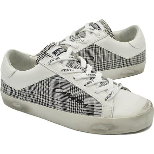 CANGMA Famous Designer Sneakers Brand vintage Man Shoes Plaid Canvas Men Shoes Male Vulcanized Sneaker 2021