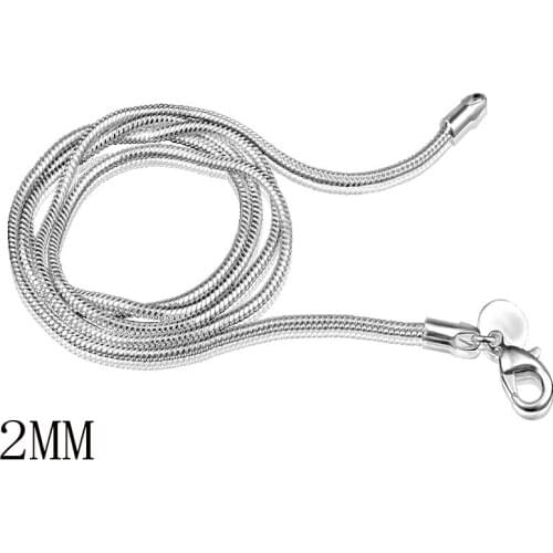 20pcs/Lot 2MM Silver plated Snake Chain choker For Women Men Necklaces Jewelry Size 16 18 20 22 24 inches in Bulk