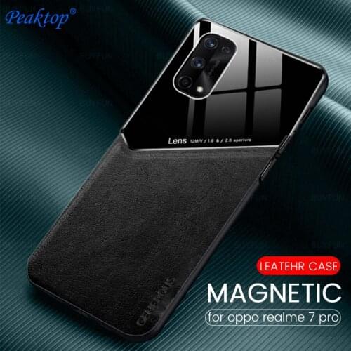 Realmi 7 pro case leather texture pixleglass car magnetic hloder covers on realme 7 pro 7pro realme7 realme7pro shockproof coque