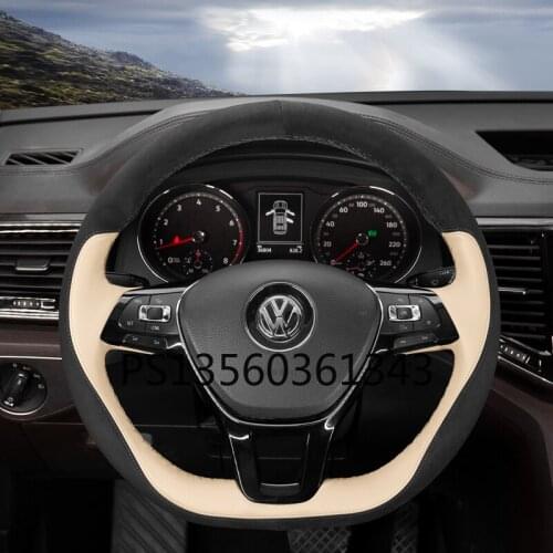For Volkswagen Jetta Lamando CC Tiguan Magotan Passat golf steering wheel cover leather hand stitched