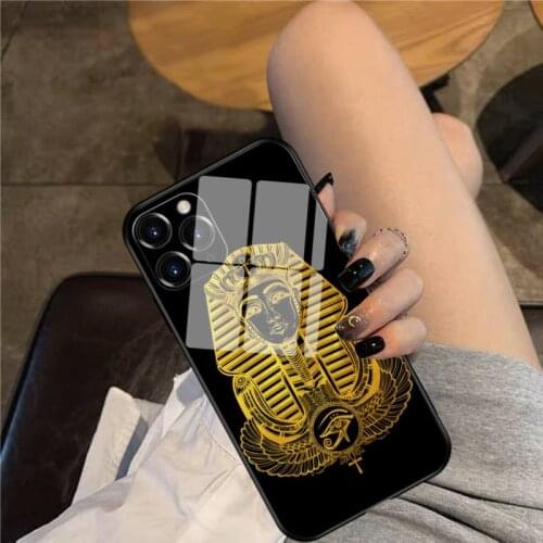 Tutankhamun Golden Phone Case Glass Phone Case For iphone 12 11 Pro Max XS XR X 8 7 Plus SE2 Case