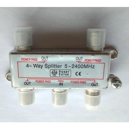 Digital TV Antenna 2 Way 4 way Splitter F Type (5-2400MHz) Power Pass All Port