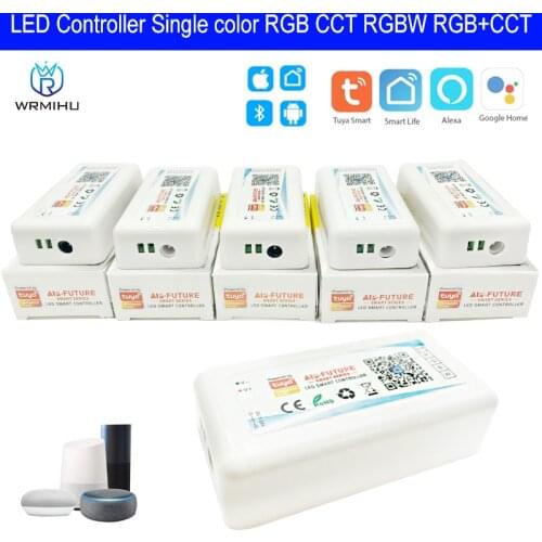 DC5-24V Tuya Wifi Wireless LED Controller Alexa Google Voice Control for DIM CCT RGB RGBW RGB+CCT Strip Support iOs Android APP
